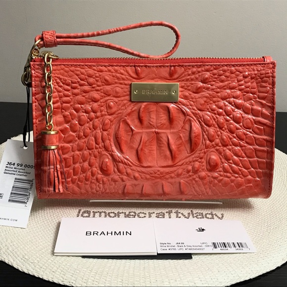 Brahmin CORAL PEACH MELBOURNE Millie Wristlet
